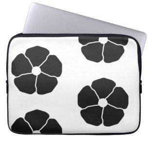 Five-Petal Black Flower Laptop Sleeve