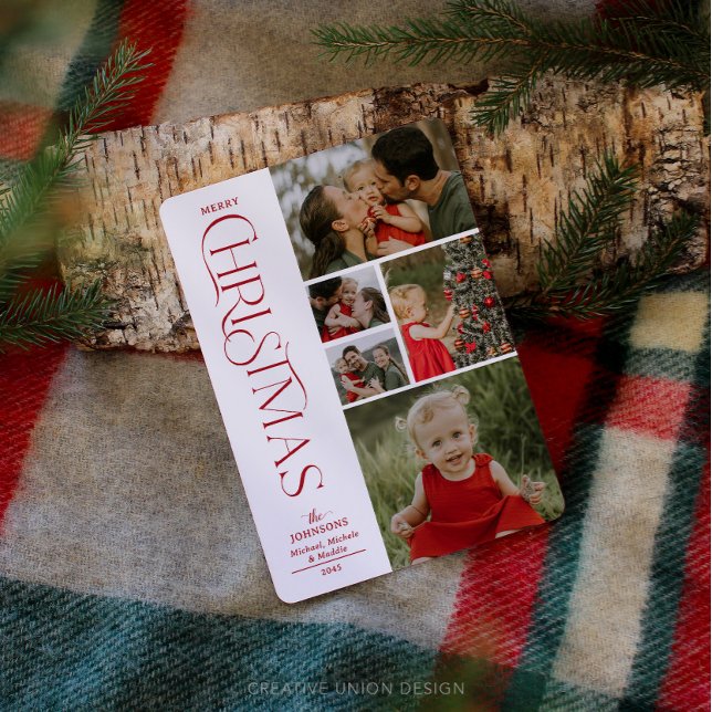 Five Photo Collage Family Merry Christmas Holiday (Creator Uploaded)