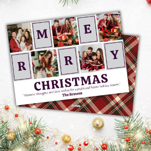 Five photo collage modern cute simple Christmas  Holiday Card