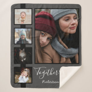 Five Photo Collage Together Family Sherpa Blanket