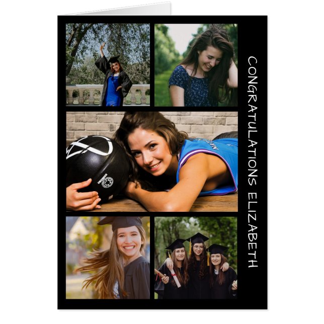Five Photo Graduation Collage Birthday Card (Front)