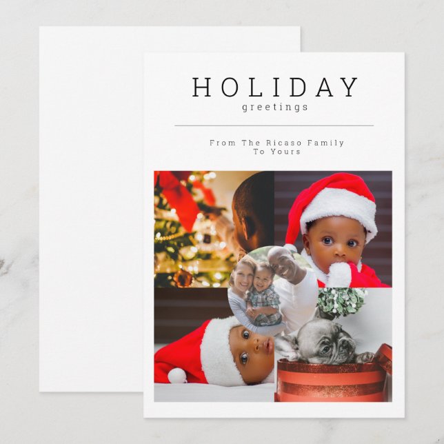 Five Photo Holiday Photo Personalized (Front/Back)