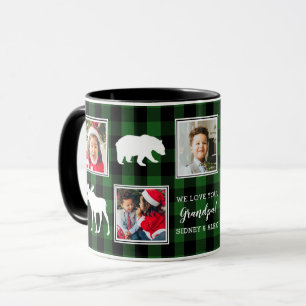 Five Photo Plaid Green Mug