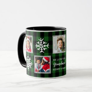 Five Photo Plaid   Snowflakes   Green   Mug