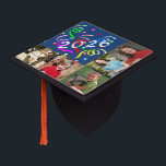 Five Photo with colorful Confetti and Year Graduation Cap Topper<br><div class="desc">Five photos on this topper can be anything you want or make them an age progression thing (as shown in the sample photos). Either way, this design makes a colorful and delightful tassel topper. The colorful confetti and the year in large type shouts the message that you successfully made it...</div>