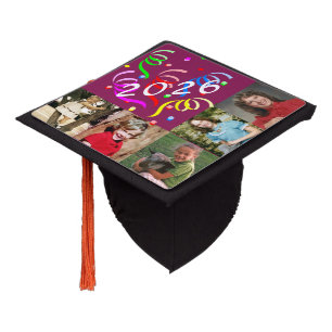 Five Photo with colourful Confetti and Year Graduation Cap Topper