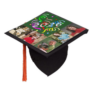 Five Photo with colourful Confetti and Year Graduation Cap Topper