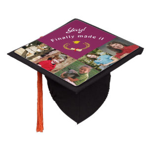 Five Photo with Victory Wreath and Diploma Graduation Cap Topper