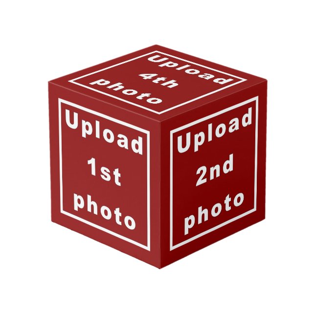 Five Photos on Red Photo Cube (Front Angled)