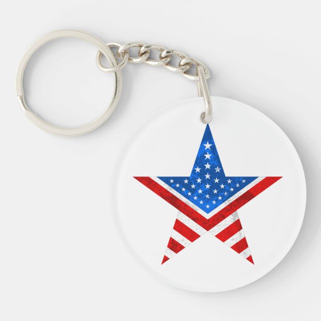 Five-pint star American flag Stars and Stripes Keychain (Front)