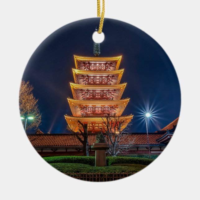 Five-Roof Pagoda at the Asakusa Temple, Tokyo Ceramic Ornament (Front)