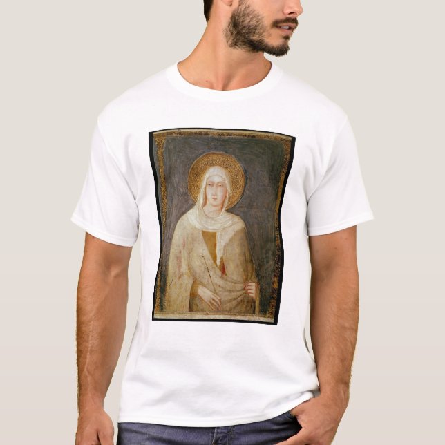 Five Saints, detail of St. Clare T-Shirt (Front)