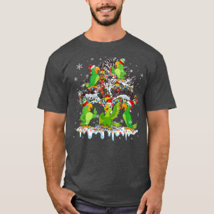Five Santa Parrots On Christmas Tree Xmas Light Sn T-Shirt
