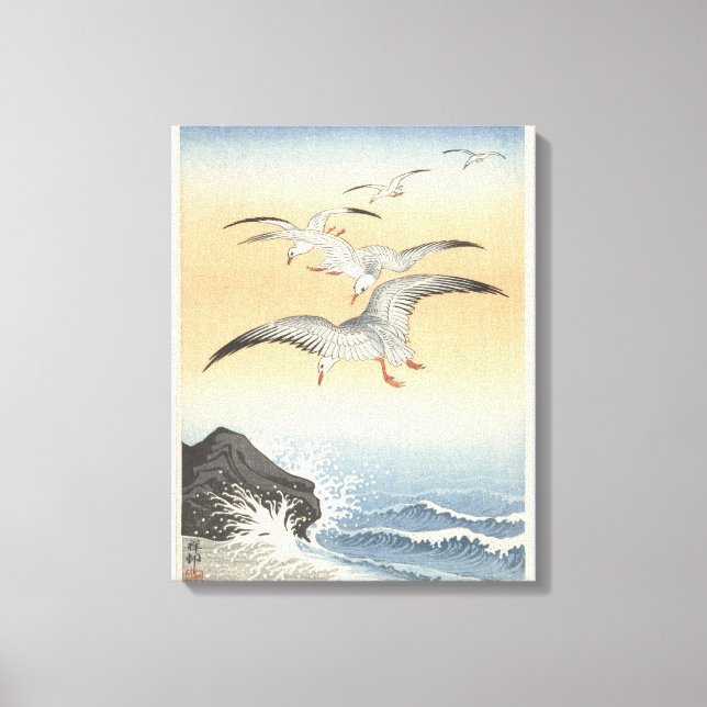 Five Seagulls Stretched Canvas Print (Front)