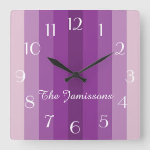 Five Shades of Purple, Clock, Personalized Square Wall Clock