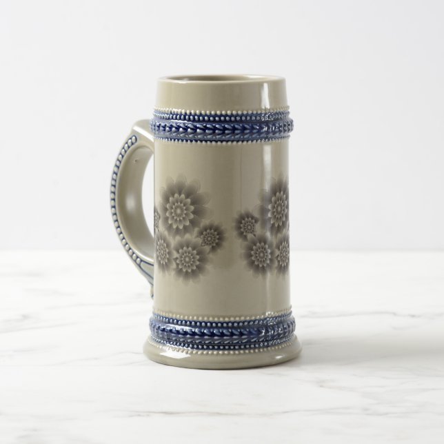 Five silver flowers beer stein (Front Left)