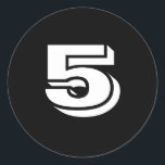 Five Small Round Black Number Stickers by Janz<br><div class="desc">Custom Number Designs by Janz © 2008-2017 Jan Fitzgerald. All rights reserved. Graphic Design,  Artwork,  & Photography by Jan & Michael Fitzgerald.</div>