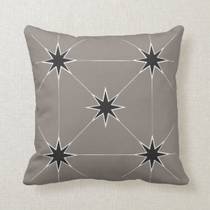 Five Star Black on Silver background. Throw Pillow