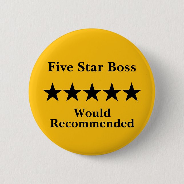 Five Star Boss Button Badge Recommended (Front)