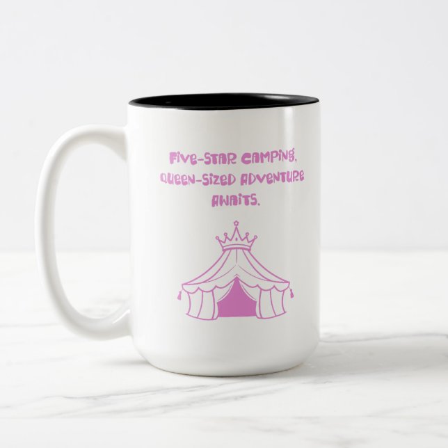 Five-Star Camping Queen-Sized Luxury Adventure Two-Tone Coffee Mug (Left)