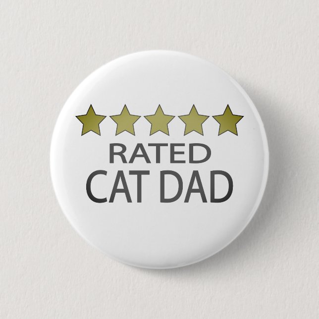 Five Star Cat Dad 2 Inch Round Button (Front)