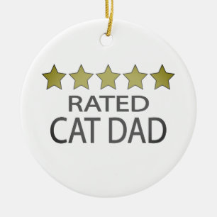 Five Star Cat Dad Ceramic Ornament