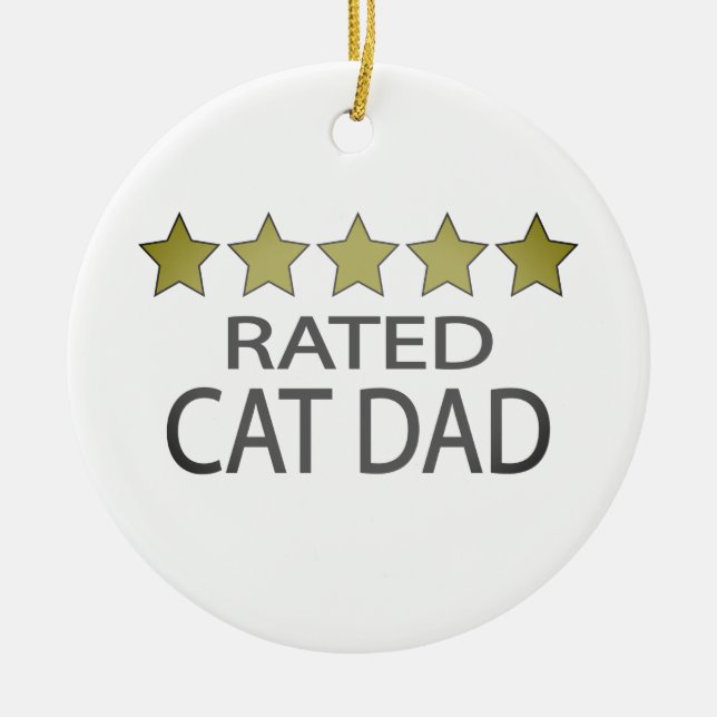 Five Star Cat Dad Ceramic Ornament (Front)