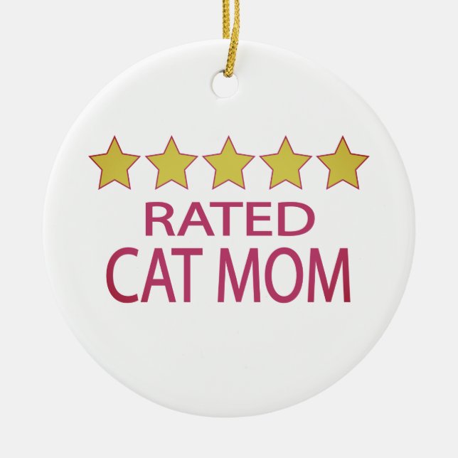 Five Star Cat Mom Ceramic Ornament (Front)