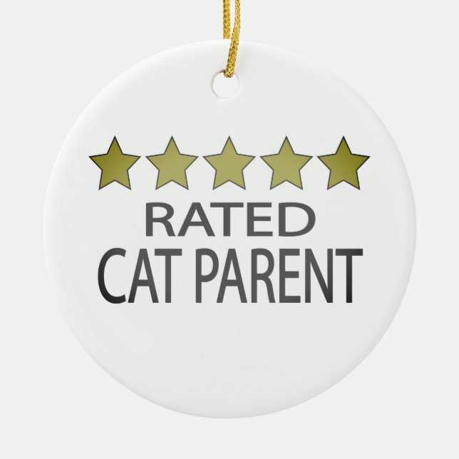 Five Star Cat Parent Ceramic Ornament (Front)