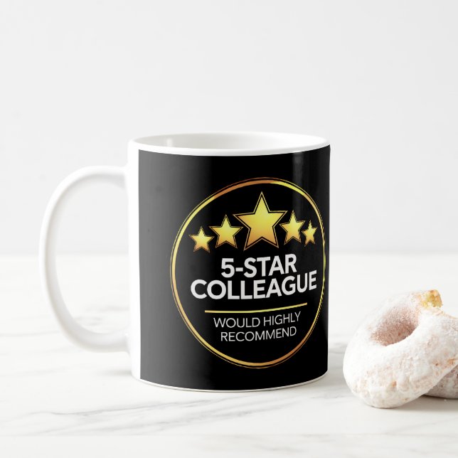 Five Star Colleague, Workmate Gift, Review Coffee Mug (With Donut)
