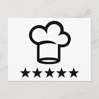 Five star cooking hat postcard