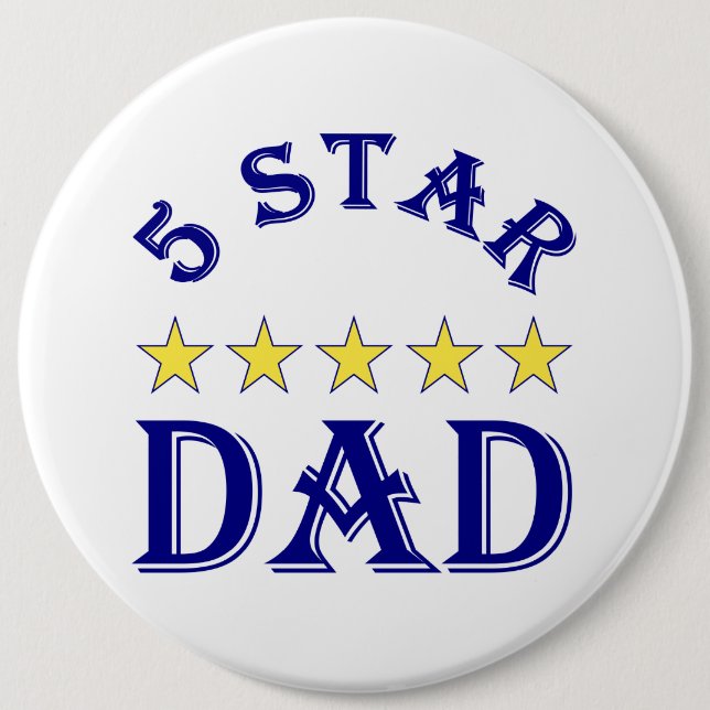 Five Star Dad 6 Inch Round Button (Front)