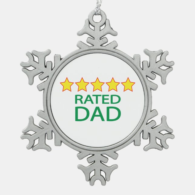 Five Star Dad Snowflake Pewter Christmas Ornament (Front)