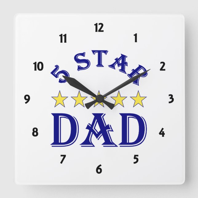 Five Star Dad Square Wall Clock (Front)