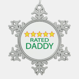 Five Star Daddy Snowflake Pewter Christmas Ornament