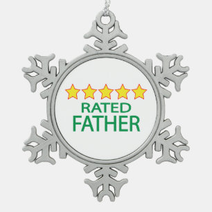 Five Star Father Snowflake Pewter Christmas Ornament