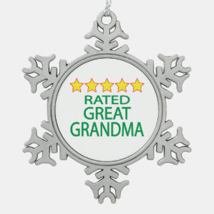 Five Star Great Grandma Snowflake Pewter Christmas Ornament