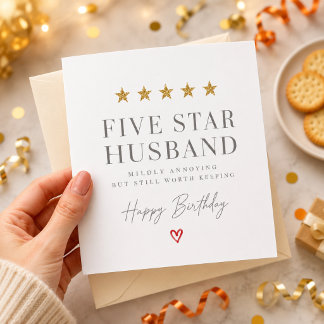 Five Star Husband Birthday Card