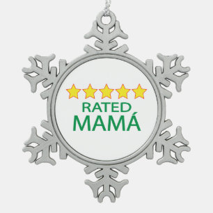 Five Star Mamá Snowflake Pewter Christmas Ornament
