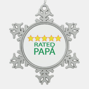 Five Star Papá Snowflake Pewter Christmas Ornament