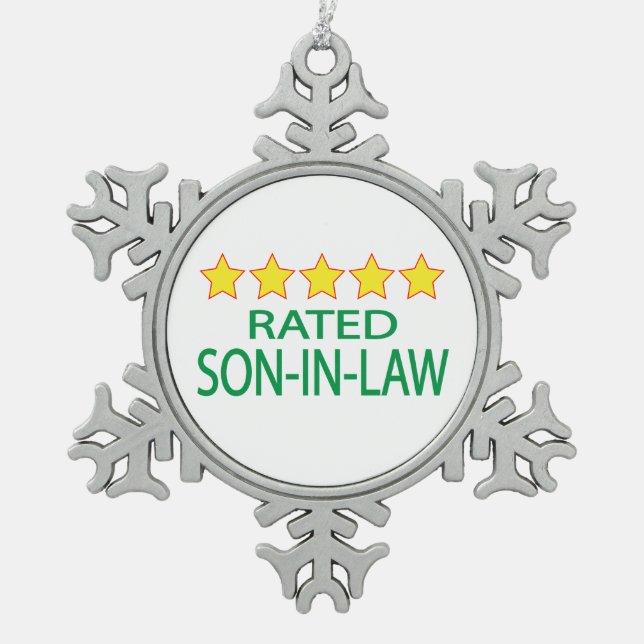 Five Star Son-In-Law Snowflake Pewter Christmas Ornament (Front)