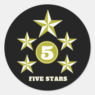 five stars amazing classic round sticker