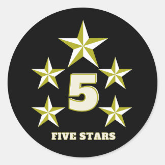 five stars classic round sticker