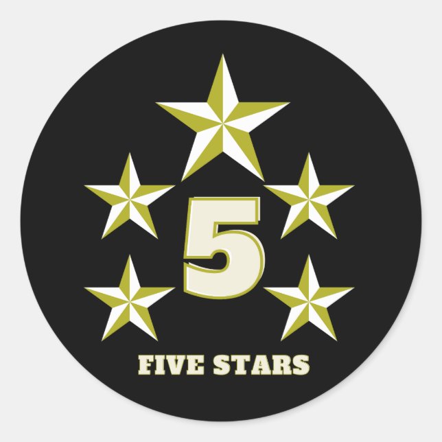 five stars classic round sticker (Front)