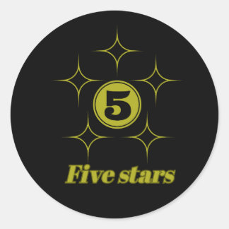 five stars cool classic round sticker