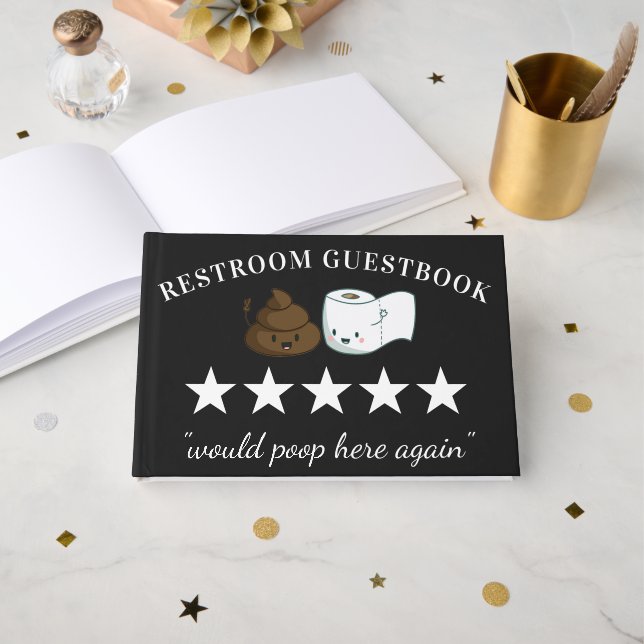 Five Stars | Funny Bathroom Guest Book (Front Open)