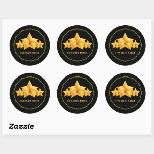 five stars rated simple classic round sticker