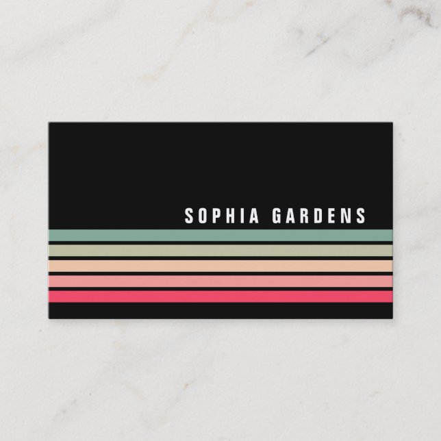 Five Stripes - Colours 01 - On Black Business Card (Front)
