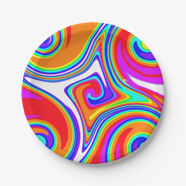 Five Swirls of Colour 3 Paper Plate (Front)