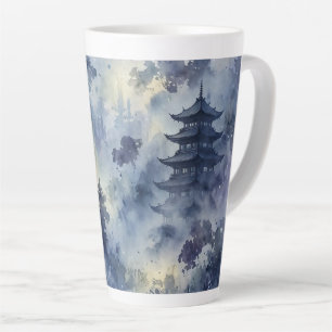 Five Tier Pagoda Mystic Forest Indigo Gold Latte Mug